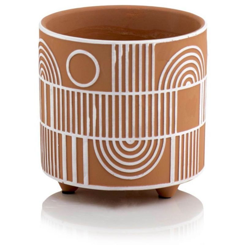 osłonka ceramiczna na nóżkach terakota biała 17 cm osłonka ceramiczna na nóżkach terakota biała 17 cm