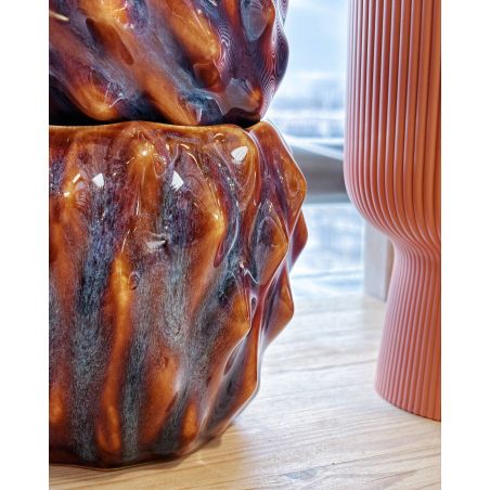 osłonka ceramiczna pękata brązowa 16 cm