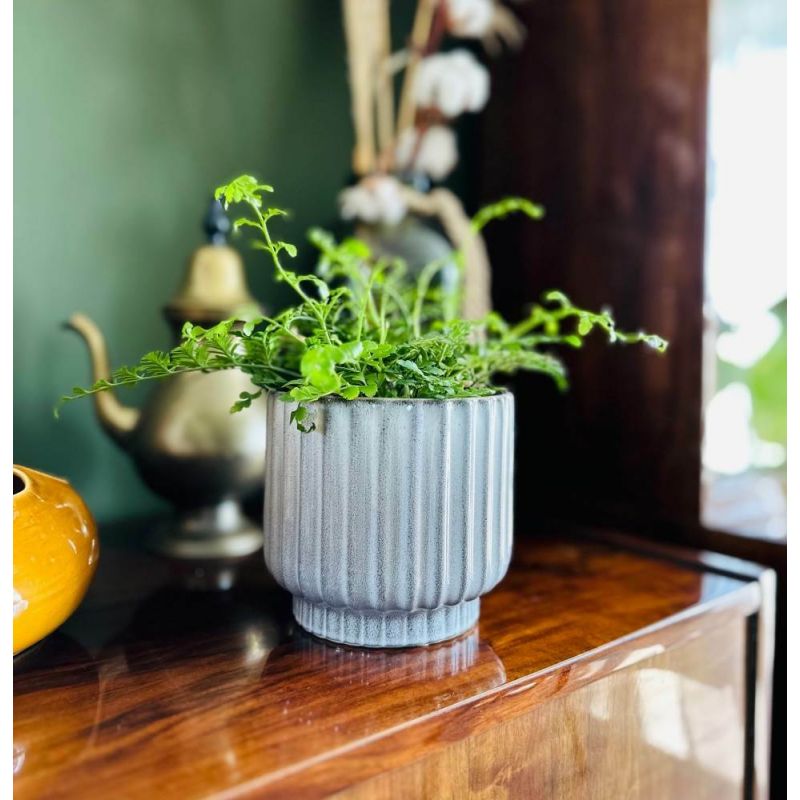 osłonka ceramiczna ryflowana szara 15 cm