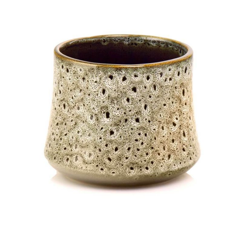 osłonka ceramiczna szkliwiona musztardowa 14 cm