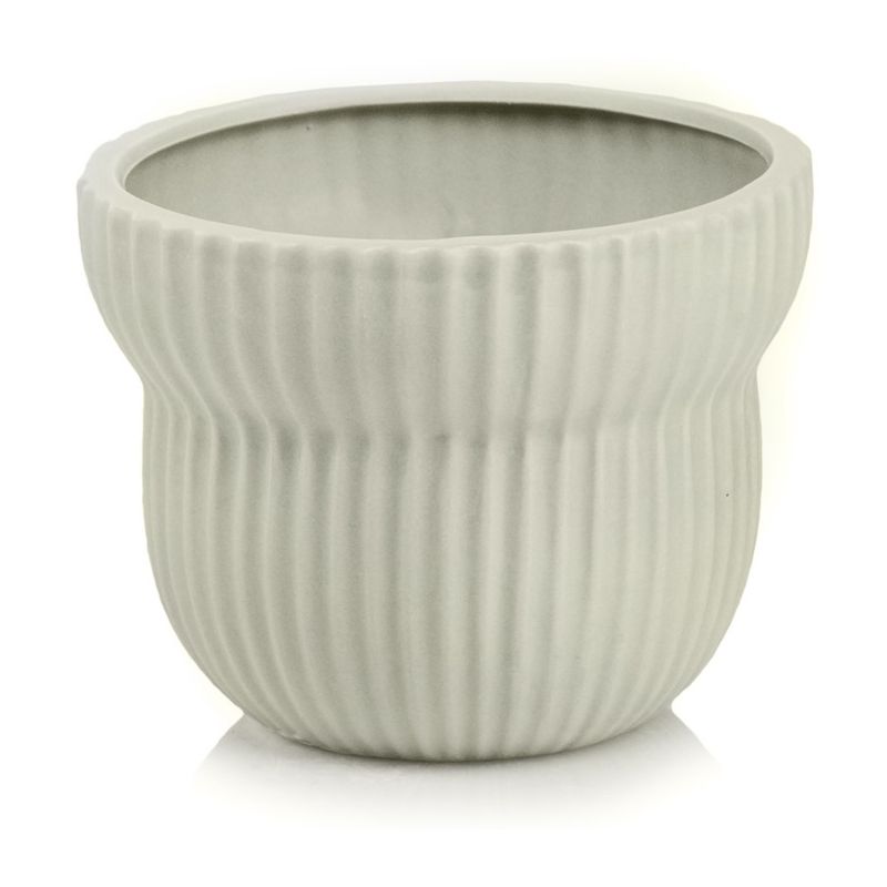 osłonka ceramiczna prążkowana oliwkowa 12 cm