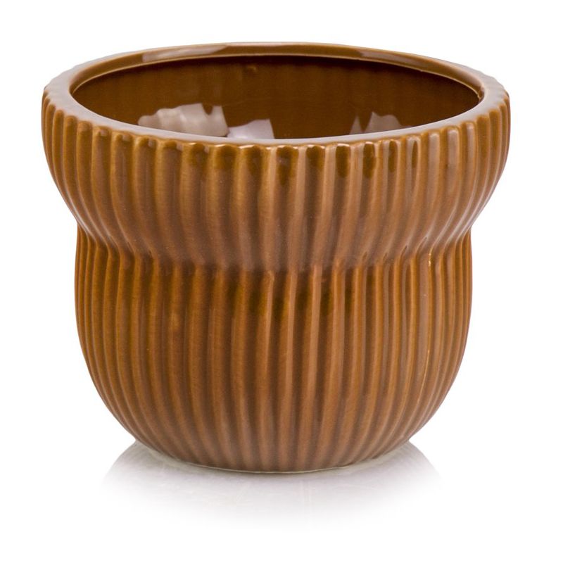 osłonka ceramiczna prążkowana karmelowa 12 cm