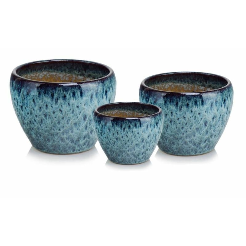 osłonka ceramiczna szkliwiona niebieska 19 cm