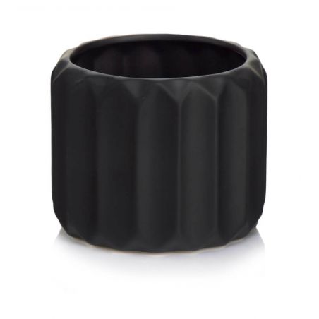 osłonka ceramiczna ryflowana czarna mat 15 cm