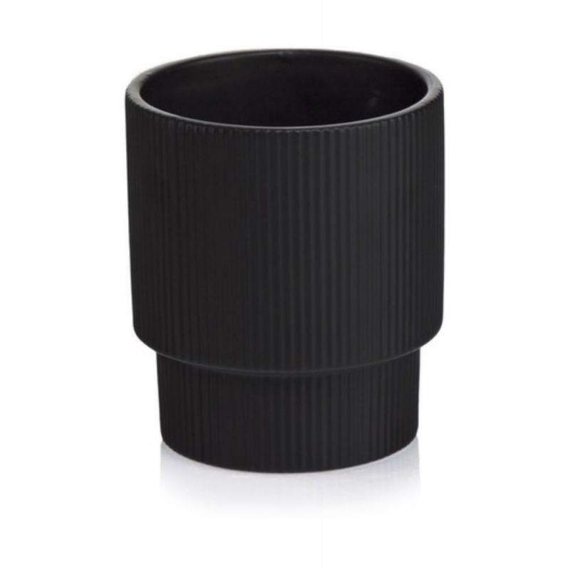 osłonka ceramiczna prążkowana czarna 16 cm