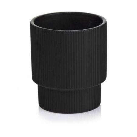 osłonka ceramiczna prążkowana czarna 16 cm