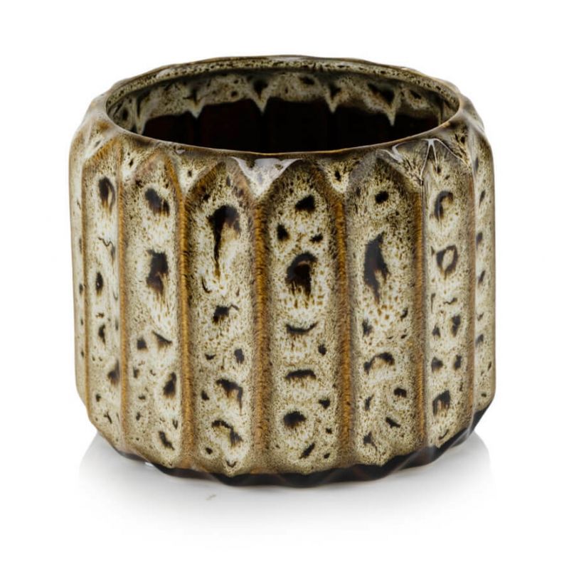 osłonka ceramiczna ryflowana musztardowa 15 cm