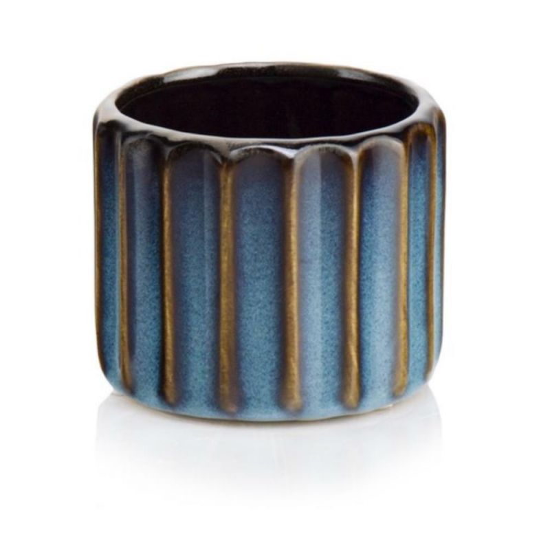 osłonka ceramiczna ryflowana niebieska 15 cm