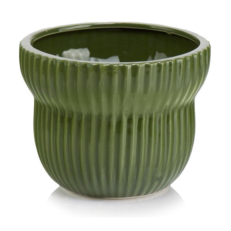 osłonka ceramiczna prążkowana zielona 12 cm