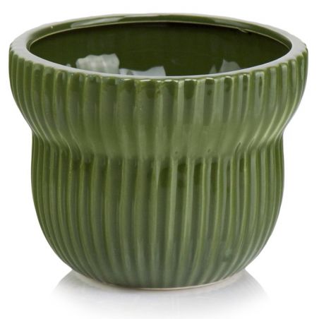 osłonka ceramiczna prążkowana zielona 12 cm