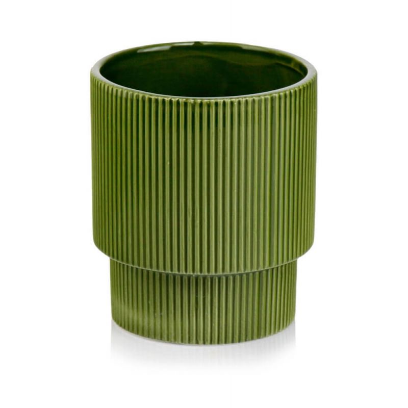 osłonka ceramiczna prążkowana zielona 16 cm