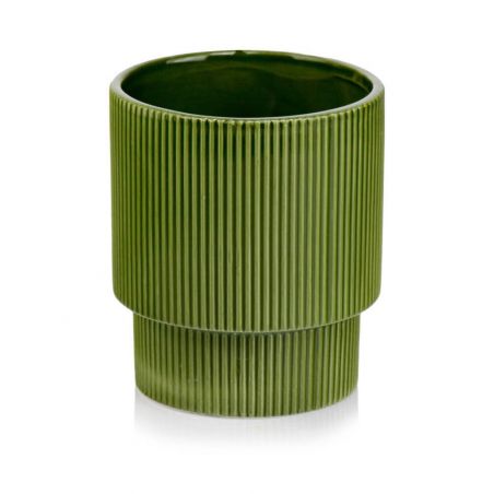 osłonka ceramiczna prążkowana zielona 16 cm