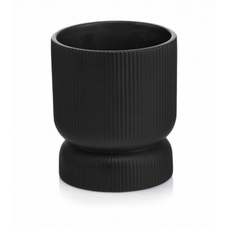 osłonka ceramiczna prążkowana na nóżce czarna 16 cm
